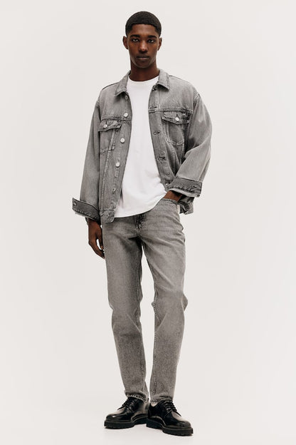 ORIGINAL Grey Regular Tapered Jeans Stretchable Jeans DLS08